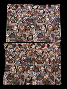 Vtg Tapestry Children Of The World “small World” PAIR pillow Covers Shams Fabric - Picture 1 of 11