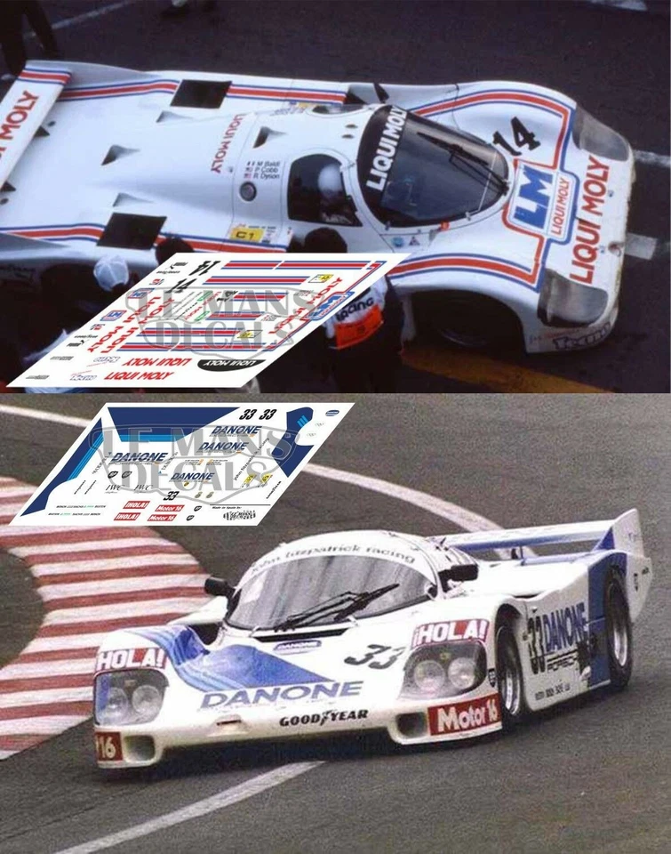 DÉCALCOMANIES LE MANS Decals Porsche 956C Le Mans 1986 1:32 1:43 1:24 1:18 autocollants à fente