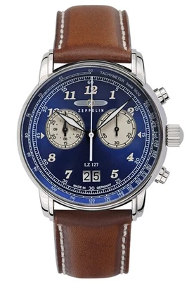 ZEPPELIN Herrenuhr Chronograph LZ 127 Braun/Blau Chrono 8684-3 - Bild 1 von 4