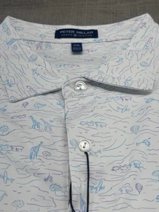 Peter Millar Golf Shirt Polo Crown Crafted Safari Print XXL White NWT MSRP $110 - Picture 1 of 9