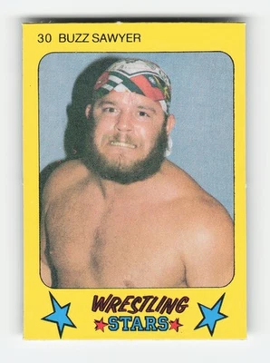 Monty Gum Wrestling Stars #30 1986 Buzz Sawyer excelente Foto 1 de 2