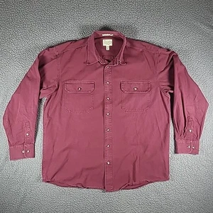 Cabelas Shirt Mens XL Tall Red Stonewash Roughneck Heavy Canvas Button Up Hiking - Picture 1 of 16