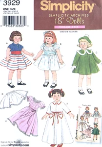 Ropa Muñeca Simplicity Vintage 1952 Patrón 3929 Talla 18" SIN CORTAR - Imagen 1 de 2