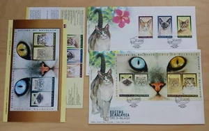 1999 Malaysia Cats, 3v Stamps & 1 pair Mini-Sheets FDC (Melaka Cachet) offer - Picture 1 of 5