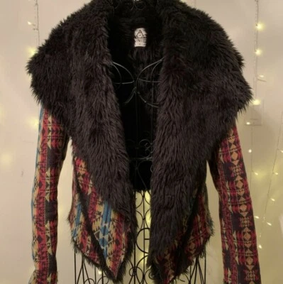 $200 UNIF Abrigo Chaqueta Cascada Linda Piel Tribal Azteca Suroeste XS Foto 1 de 4