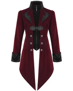 Devil Fashion Mens Jacket Coat Red Black Velvet Gothic Steampunk VTG Aristocrat - Picture 1 of 10