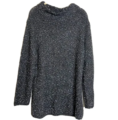 Antonio Melani Womens Sweater Large Black Silver Knobby Texture Chunky Mock Neck - Image 1 of 4