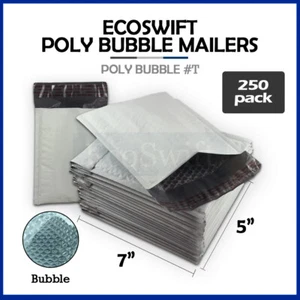 250 #T 5x6 EcoSwift Self Seal Poly Bubble Mailers Padded Shipping Envelopes Bags - Picture 1 of 7