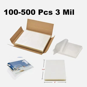 3 Mil Clear Thermal Laminating Pouches Letter 9"x11.5" Size Laminator Sheets - Picture 1 of 8