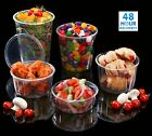 Round Food Containers Plastic Clear Storage Tubs with Lids Deli Pots Sauce Dip