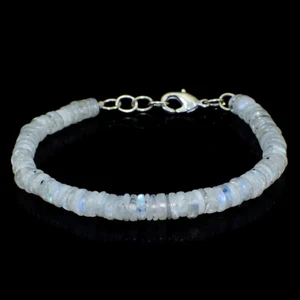 75.00 Cts Natural 7 Inches Long Blue Flash Moonstone Beads Bracelet NK 17E41 - Picture 1 of 2