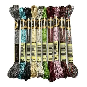 10 Vibrant Colors Metallic Embroidery Floss Pack - Picture 1 of 5