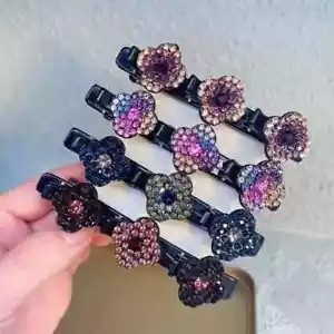 4PCS Sparkling Crystal Stone Braided Hair Clips multi color - Picture 1 of 2