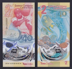 Banconota East Caribbean 2 dollars 2023 P.-New Polymer Commemorativa FDS/UNC - Imagen 1 de 1