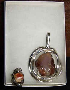Individueller roher baltischer Bernstein Anhänger & Ring - Bild 1 von 8