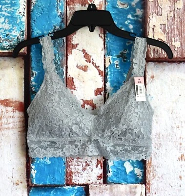 Women's No Boundaries Juniors' Lace Convertible Bralette MEDIUM Grey NEW - Image 1 of 4