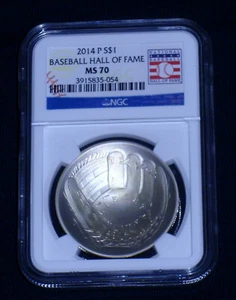 2014 P $1 SILVER Dollar Baseball Glove HOF MS70 NGC FREE SHIPPING LAST ONE - Picture 1 of 5