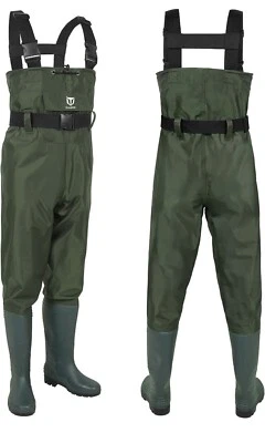 HISEA Bootfoot Chest Wader 2-Ply Nylon PVC Waterproof Mud Work Fishing Hunting - Image 1 of 4