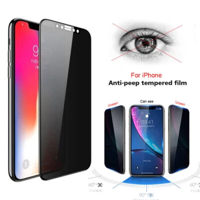 For iPhone 14 13 12 Mini 11 Pro Max XR Screen Protector Privacy Anti-Spy Film - Image 1 of 4