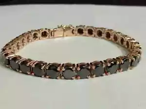 Bracciale Tennis Uomo Uomo Diamante Nero Placcato Oro Rosa 5Ct Rotondo Lab Creato Diamante Nero Nero 14K - Foto 1 di 6