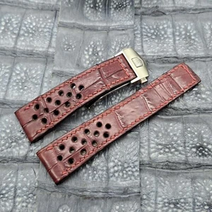 22mm/18mm Exotic Leather Watch Band Vintage Minimalist Design Perforated Racing - Picture 1 of 10