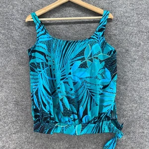 Unbranded Tankini Top Women M Medium Blue Floral Sleeveless Push Up Wide Strap - Picture 1 of 7