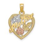 10K Two-tone w/White Rhodium #1 MOTHER Heart Necklace Charm Pendant