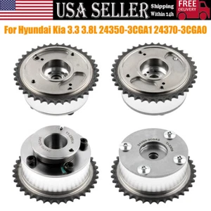 4PCS Intake&Exhaust Camshaft Adjuster VVT Gear For Hyundai Kia 14-19 3.3L 3.8L - Foto 1 di 13
