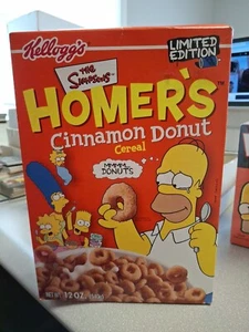 the simpsons HOMER'S CINNAMON DONUT + BART SIMPSON CEREAL unopened kellogg's new - Picture 1 of 4