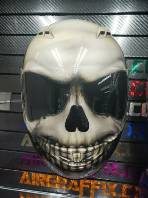 Casco de motocicleta aerografiado pintado personalizado calavera blanca película Bad Boys for Life Foto 1 de 4