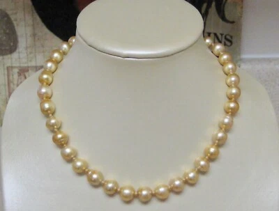 Golden South Sea Natural Cultured Pearl Necklace 10-11mm 14k Clasp 17" - lot 💋 - Image 1 of 4