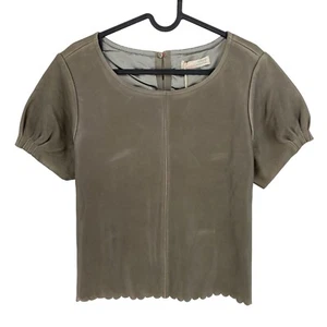 RRP €438 Odd Molly Greyish Brown 100% Leather  Crew Neck Blouse Size 0 / XS - Picture 1 of 10