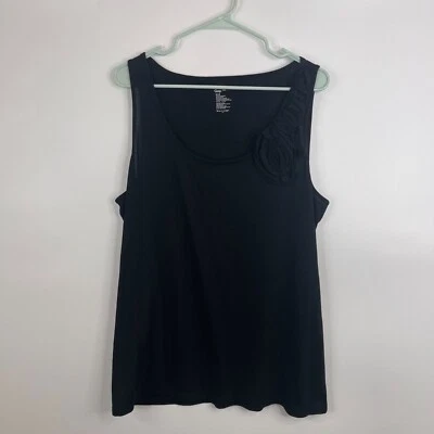 Gap Womens Sleeveless Top Size XXL Solid Black Floral Neckline Tank - Image 1 of 4
