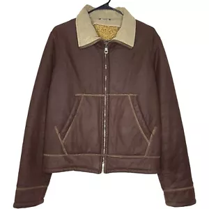 Emporio Armani Mens Jacket IT 50 Medium Brown Faux Shearling Lined High Collar - Picture 1 of 24