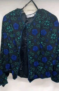 Scala Beaded Silk Jacket Women Size XL Long Sleeve Sequin Evening New With Tags - Picture 1 of 6