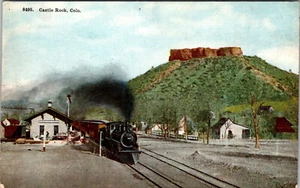 CASTLE ROCK, COLORDO - DEPÓSITO DE FERROCARRIL Y TREN - POSTAL ANTIGUA - Imagen 1 de 2