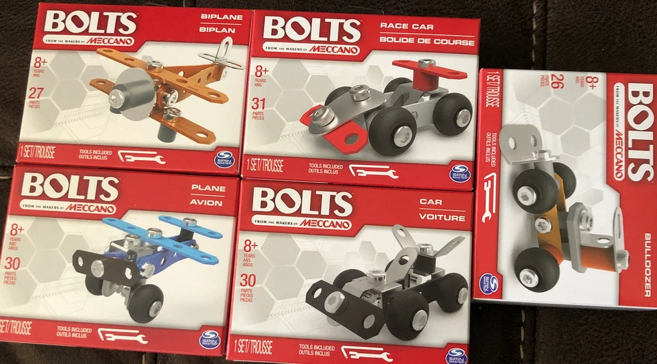 5 Bolts Spin Master Models: Bi-Plane, Helicopter, Plane & Bulldozer Build-able - Image 1 of 1