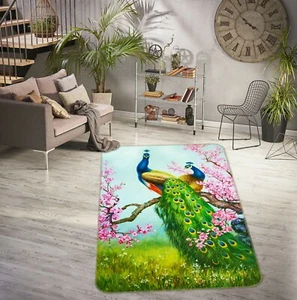 3D Peach Blossom Peacock NAO8488 Game Rug Mat Elegant Photo Carpet Mat Fay - Bild 1 von 5