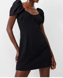 Vestido manga reunida French Connection Whisper negro talla 6 71RZM - Imagen 1 de 4
