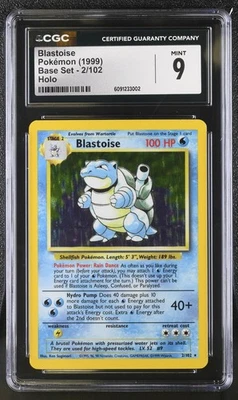 Pokemon Blastoise Base Set Unlimited Holo Rare #2 CGC 9 Mint - Image 1 of 2