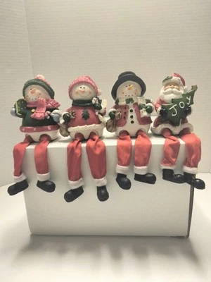 Papá Noel y Muñecos de Nieve Juego de 4-93 Muñecos de Nieve y 1 Papá Noel Decoración de Navidad Sentarse en un Estante Foto 1 de 4