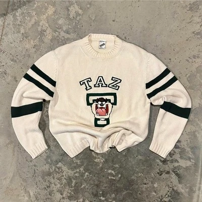 Suéter Varsity Vintage 1998 Taz Looney Tunes Warner Bros Personagem Malha robusta - Imagem 1 de 4