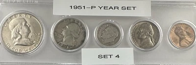 1951-P Mint 5-Coin Year Set AU Toned Coins –90% Silver Whitman Set#4 - Image 1 of 4