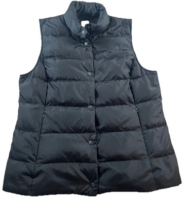 J Jill Vest Women Size Large Black Down Puffer Nylon Casual Outdoor Layer - Image 1 of 4