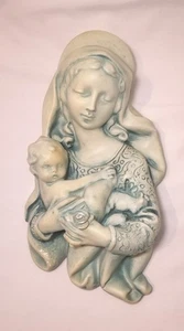 Vintage Madonna mit Kind 3D Kreidegeschirr Statue religiös Wandkunst bitte lesen  - Bild 1 von 14
