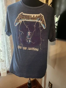 Camiseta de manga corta con cubierta de álbum Metallica Ride The Lightning azul talla XL - Imagen 1 de 2