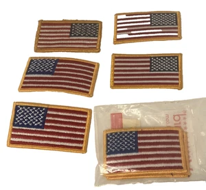 Lot 7 USA Flag  Patch AMERICAN ARMY Military Gold Border 3.5" x 2" - Picture 1 of 2