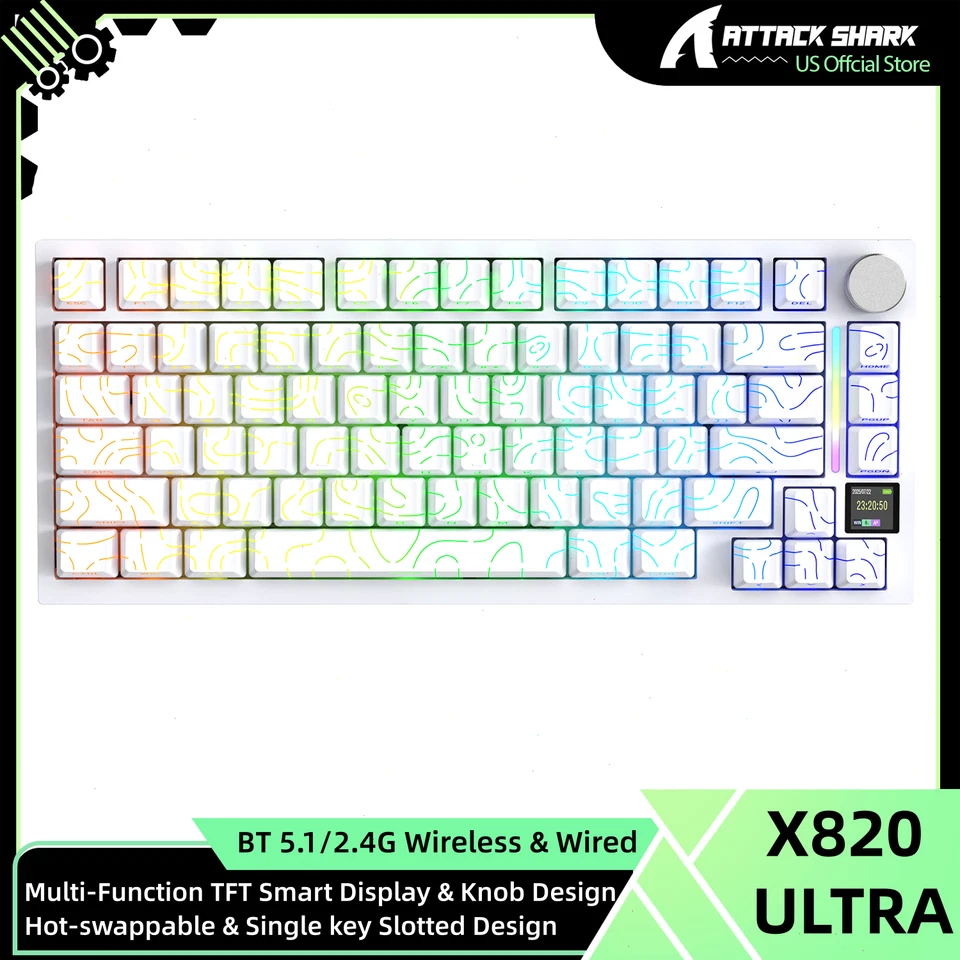 ATTACK SHARK X820Ultra Tri-mode 75% Gasket Mechanical Keyboard With Knob Design - Image 1 of 4