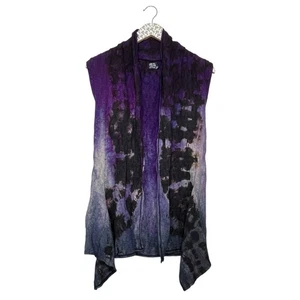 Vintage Art of Cloth Vest Gauze Crinkle Tie Dye Lagenlook Open Front Made in USA - Picture 1 of 11