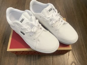 New VANS Seldan Platform Youth Kids Sz 4 White Skate Sneakers Canvas Low Top - Picture 1 of 16